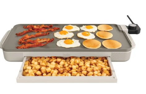 Bella – 10″ x 20″ Electric Griddle with Warming Tray – Oatmilk