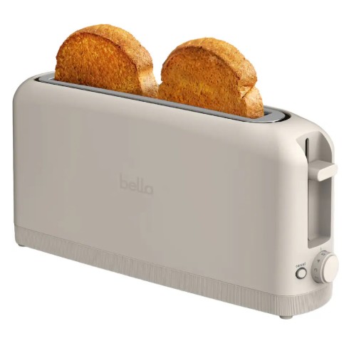 Bella – Fits-anywhere Kitchenware: 2-Slice Slim Toaster with Long Wide Slot – Oatmilk