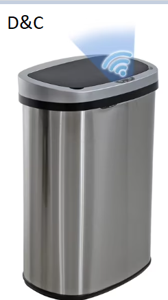 BestOffice 13 Gallon Stainless Steel Touchless Kitchen Trash Can with Motion Sensor for Indoor Use(Silver)