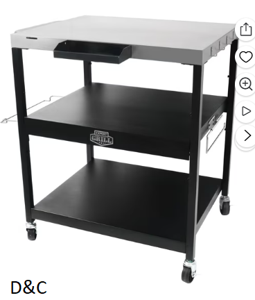 Expert Grill Rolling Food Preparation Cart with Paper Towel and Trash Bag Holders