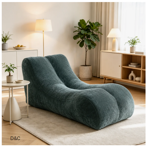 Blue Comfy Bean Bag Chair, Supportive Foam Sofa for Gaming & Reading