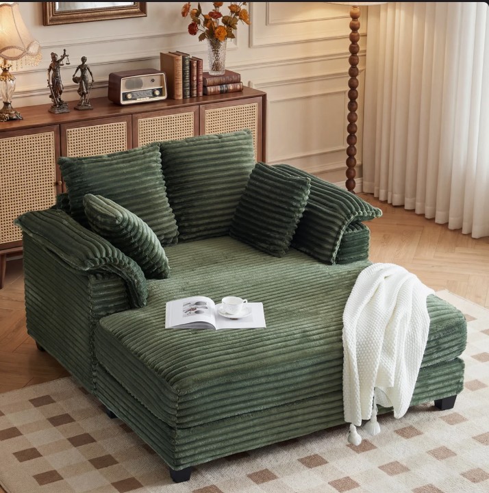 Corduroy Upholstered Convertible Sleeper Sofa with Toss Pillows