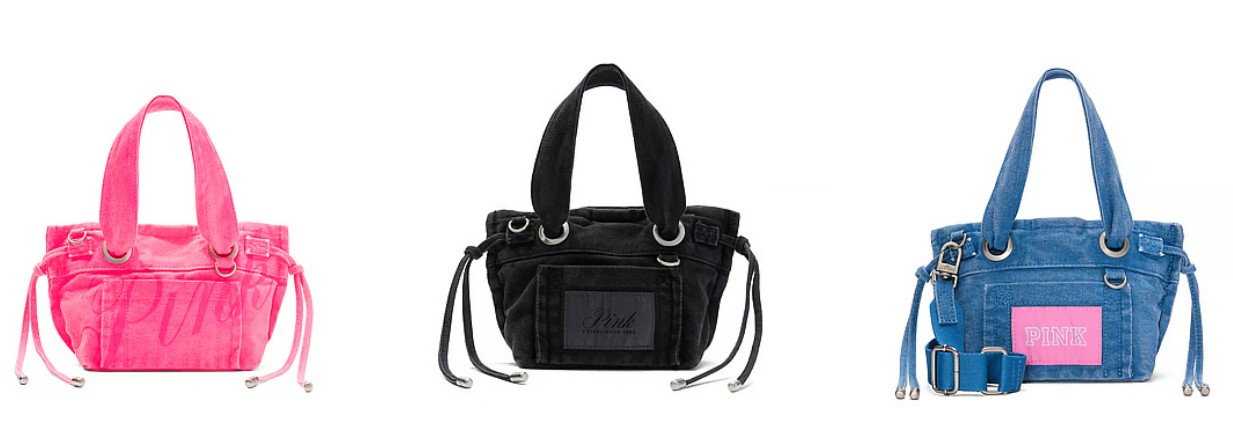 PINK Canvas Flat-Bottom Mini Tote Bag, Fall For Me Pink