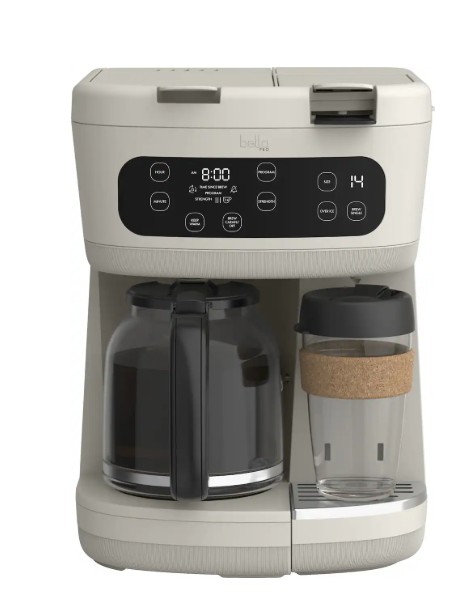 bella PRO – MultiBrew 12-Cup Drip & Single-Serve Coffee Maker – Oatmilk