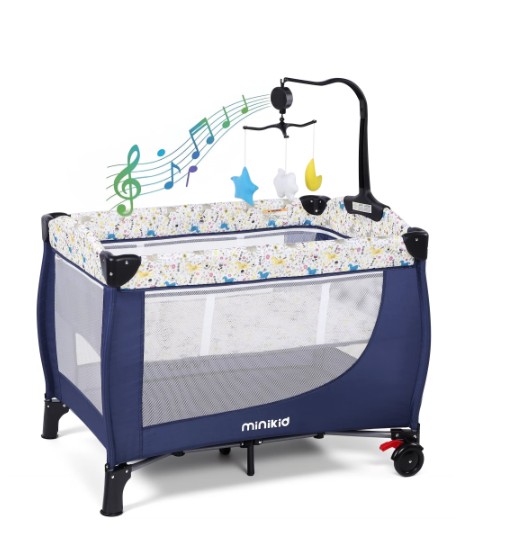 Vipuse Nursery Center Playard with Bassinet Music and Toys, Baby Playpen for Newborn to Toddlers,Blue