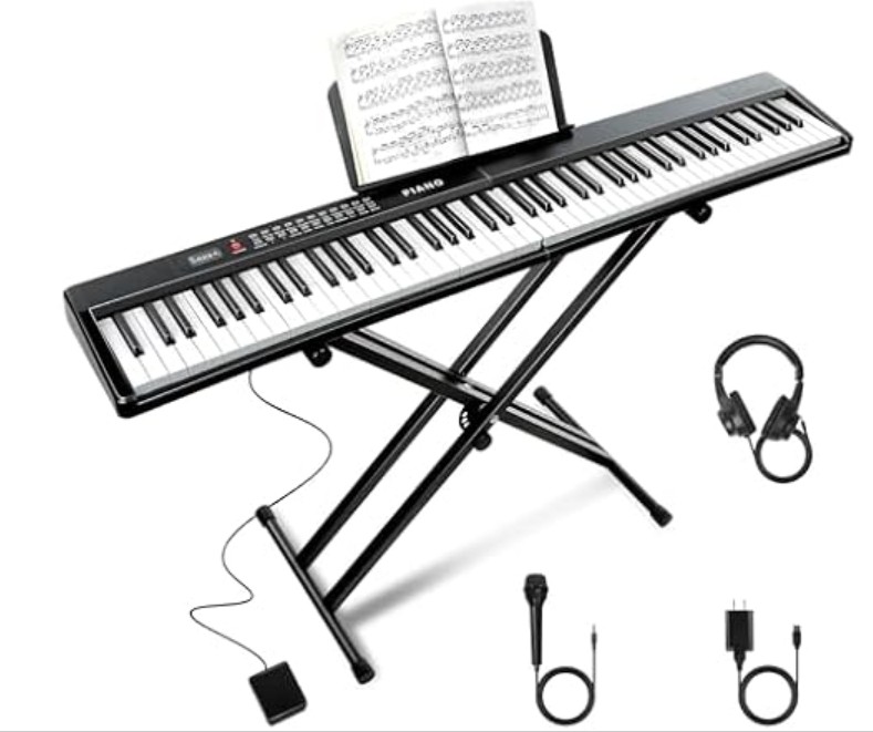 VEIYOUMO 88 Key SEMI-Weighted Keyboard Piano For Beginners w/Stand, Teaching Mode