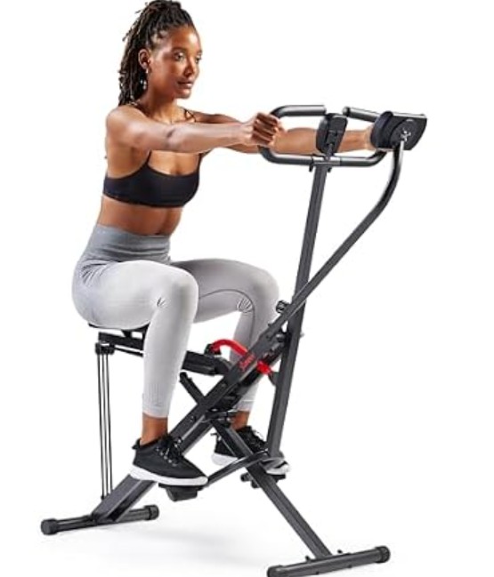 Sunny Health & Fitness Smart Upright Row-N-Ride Exerciser, Squat Assist Trainer for Glutes Workout with Adjustable Resistance, Easy Setup & Foldable, Glute & Leg Exercise Machine – NO. 077SMART