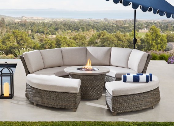 Member’s Mark Hampton Sectional Fire Set with Sunbrella Fabric, 5pc