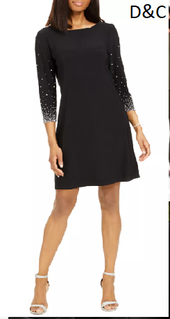 Embellished-Sleeve Sheath Dress