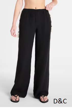 No Boundaries Side Tie Gauze Beach Pants, Women’s XXS-XXL