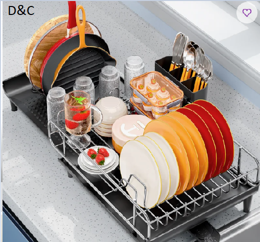 Stainless Steel Kitchen Dish Rack,Expandable Dish Drying Rack,Plate Rack,Extra Large Capacity Dish Drainer