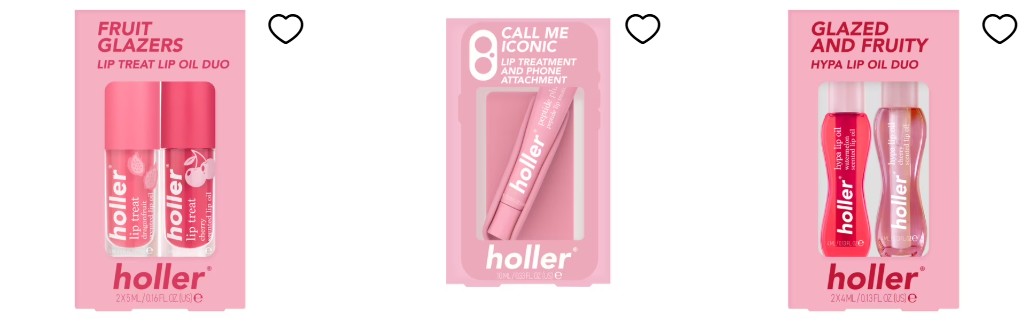 Holler Fruit Glazers Lip Treat Lip Oil Duo, Cherry & Dragon Fruit Flavors, 2 Piece Gift Set