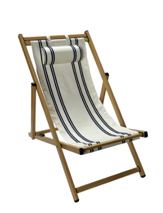 Mainstays Resort Sling Fabric Beach Chair, 2 Pack, Beige with Blue Stripe