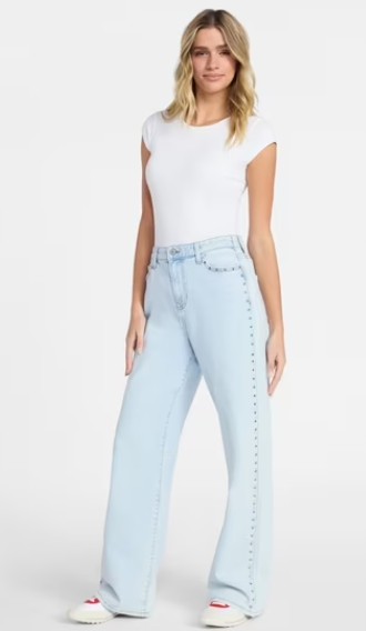 No Boundaries High Rise Baggy Wide Leg Jeans, 32″ Inseam, Women’s and Women’s Plus Sizes XXS-4X