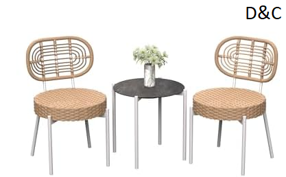 GarveeLife 3 Piece Wicker Patio Bistro Furniture Set