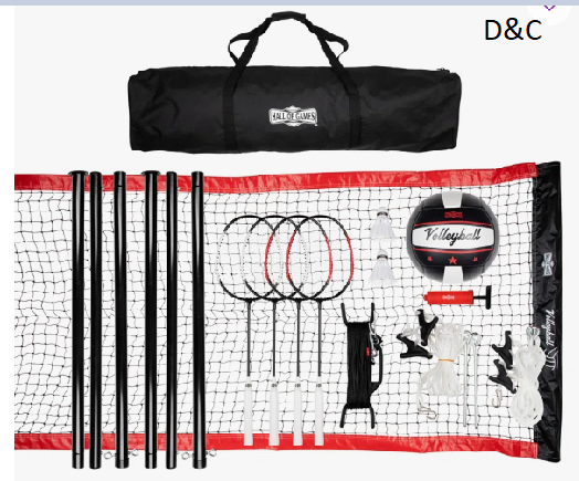 Hall of Games 32-ft Outdoor Volleyball and Badminton Net with Carrying Bag Accessories Set