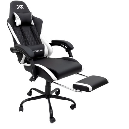 X Rocker Apex PC Gaming Chair with Massage Function and Footrest, White