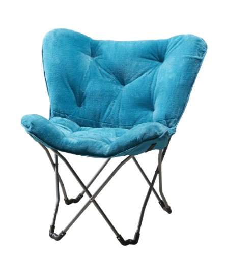 Mainstays Fabric Folding Butterfly Chair, Teal Faux Fur