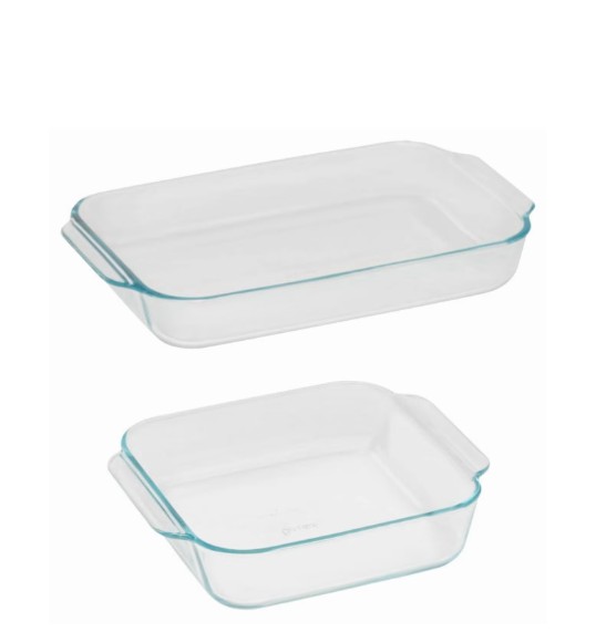 Pyrex Basics Glass Bakeware Set Value Pack, 3qt Oblong and 8inch Square
