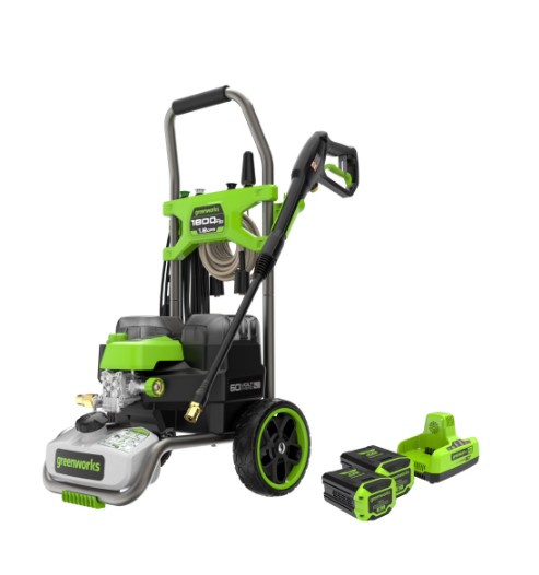 Greenworks 60V Hybrid 1800 PSI 1.2 GPM Cold Water Pressure Washer with (2) 4Ah Batteries & Charger 5129102