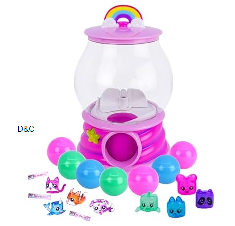 Gumball Magic – Magical Interactive Light Up Machine with 7 Gumball Surprises Inside! Includes 4 Collectible Squishy Fidget Toys, 3 Puffy Sticker Sets, and Positive Affirmations in each Gumball!