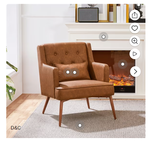 Renwick Modern Button-Tufted Faux Leather Accent Chair,Retro Brown