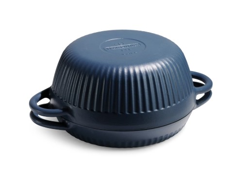 Tramontina Mesa 2-Piece Enameled Cast Iron Multipurpose Bread Oven – Flip Design for Baking and Cooking, Blue
