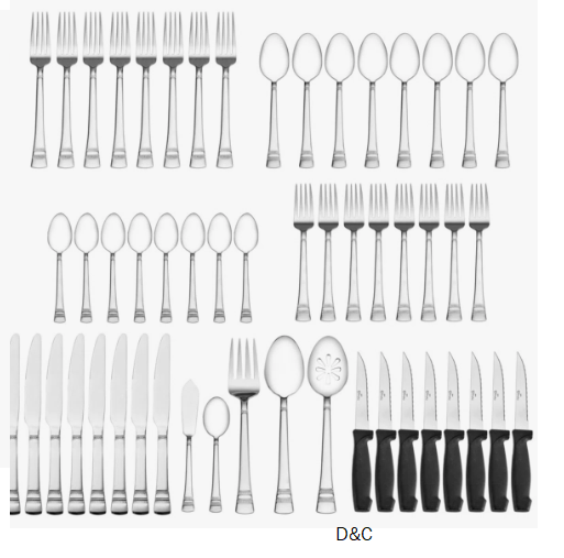 Pfaltzgraff Sapphire Bay 53-Piece Stainless Steel Flatware Set, Service for 8