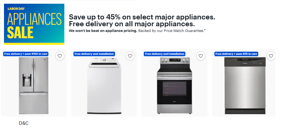 LaborDay Appliance Sale Save up to 45% on select major appliances