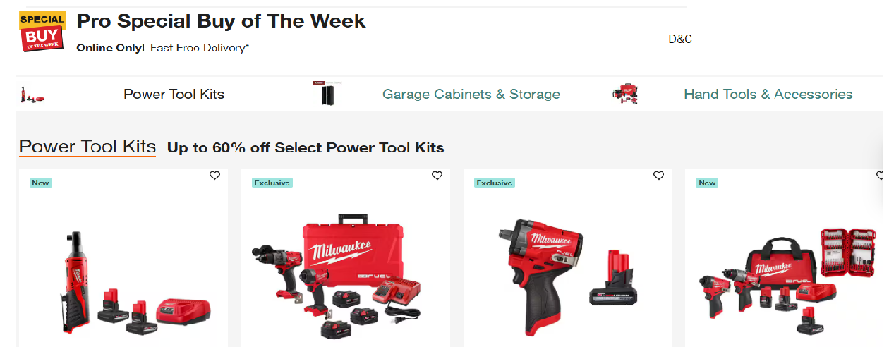 HomeDepot Pro Special Buy of The WeekPowerToolKits / Garage Cabinates / Hand Tools