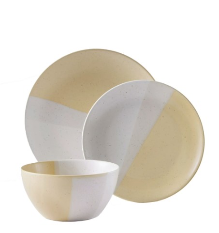 Better Homes & Gardens Yellow Hayes Stoneware 12 Piece Dinnerware Set