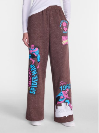 Marvel Spider-Man Women’s Fleece Washed Graphic Wide Leg Jogger Pants, Sizes XXS-XXL