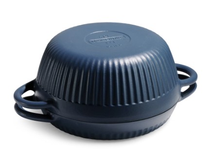Tramontina Mesa 2-Piece Enameled Cast Iron Multipurpose Bread Oven – Flip Design for Baking and Cooking, Blue
