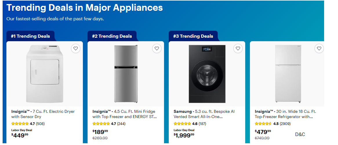BestBuy Trending Deals in Major Appliances