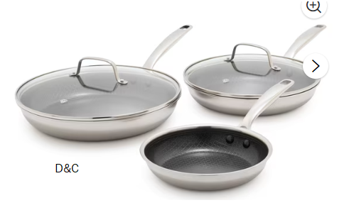 Blue Diamond Diamond Bond 5-Piece Non-Stick Frying Pans Set, Stainless Steel Hybrid Cookware