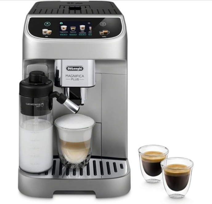 De’Longhi Magnifica Plus Fully Automatic Espresso Machine – Brew 18+ One Touch Coffee Recipes for up to 4 User Profiles, Automatic Milk Steam Wand & Built-in Grinder, Touchscreen Display (Refurbished)