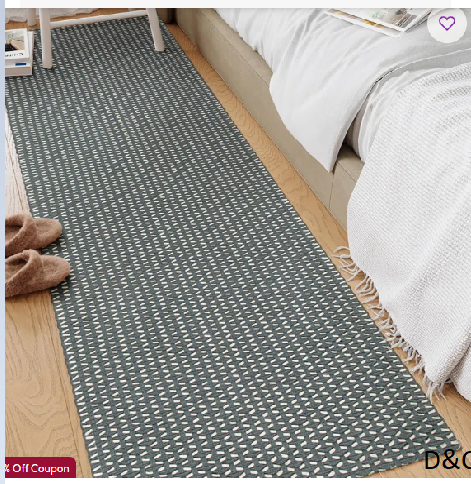 Honeycomb Cotton Weave Washable Area Rug – Stylish Mesh Design for Living Room, Bedroom, or Office Decor