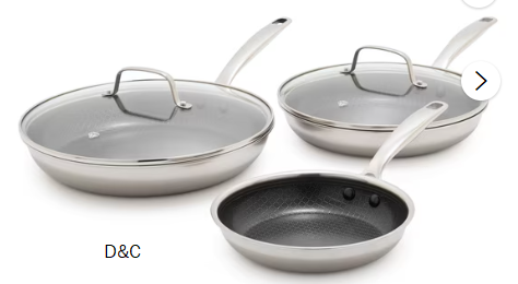 Blue Diamond Diamond Bond 5-Piece Non-Stick Frying Pans Set, Stainless Steel Hybrid Cookware
