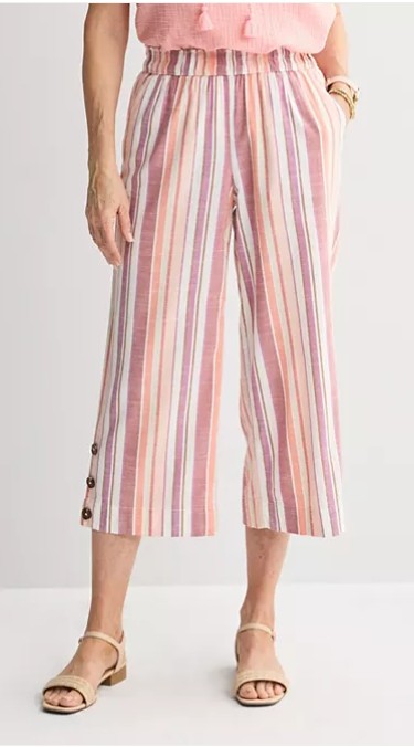 Women’s Croft & Barrow® Button Hem Pull-On Crop Pants Croft & Barrow