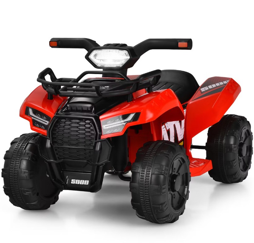 Costway 6V Kids ATV Quad Electric Ride On Car Toy Toddler with LED Light MP3 Red