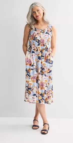 Petite Croft & Barrow® Smocked Midi Dress