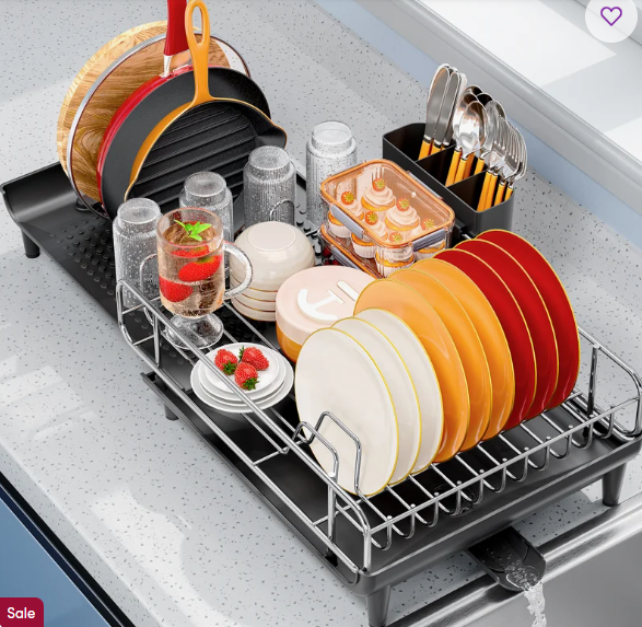 Stainless Steel Kitchen Dish Rack,Expandable Dish Drying Rack,Plate Rack,Extra Large Capacity Dish Drainer