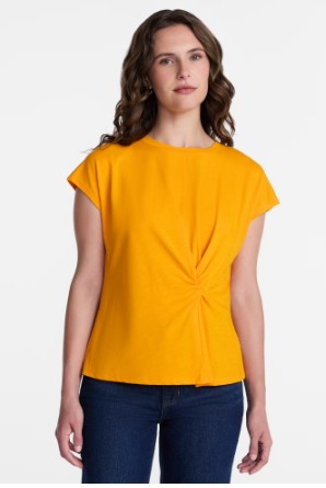 Time and Tru Women’s Twist-Front Tee with Short Sleeves, Sizes XS-XXXL