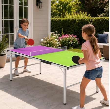 5ft Foldable Table Tennis Table, SEGMART Foldable Portable Ping Pong Table with Net, 2 Ping Pong Paddles, 3 Balls for Adults and Kids, Portable Table Tennis Set, Game Table for Indoor Outdoor Games