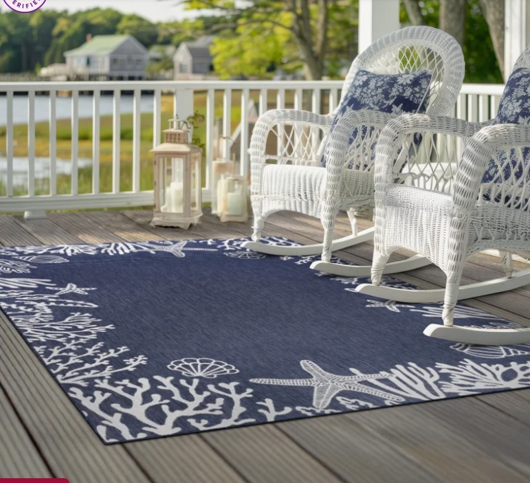 Seraphine Coastal Flatweave Navy Indoor / Outdoor Area Rug