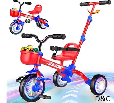 Kkdi 5 in 1 Toddler Bike for 1-3 3-5 Year Old, Tricycle with Push Handle