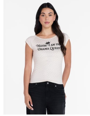 Women’s Drama Queen Graphic Tee with Short Sleeves, Sizes XXS-XXL