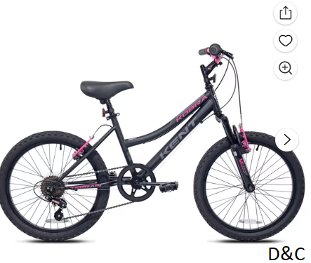 20″ Kent Kobra Mountain Bicycle, Fits Rider 4’2″ – 5′, Black/Pink, Child, Unisex