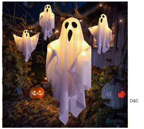 Halloween Hanging Lights Spooky Lights Decoration White Battery Model