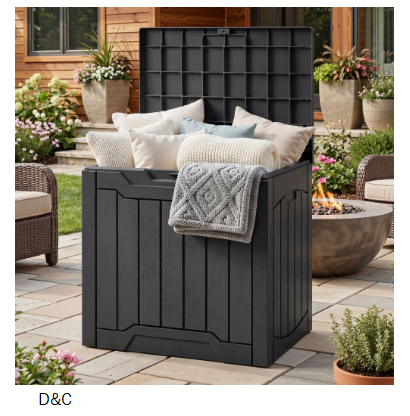 Dextrus 31 Gallon Resin Outdoor Storage Box, Waterproof Lockable Deck Box for Patio, Garden, Pool Supplies and Package Delivery, Outdoor Organizer, Black